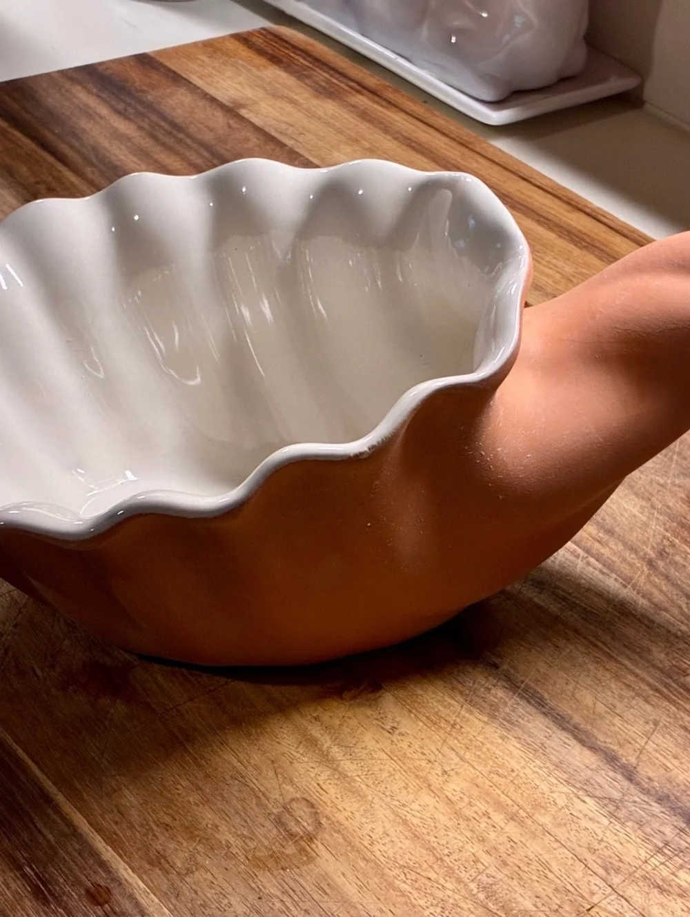 Terra cotta cornucopia sculpture decorative bowl